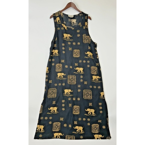 TY Wear Dresses & Skirts - Vintage Ty Wear Safari Maxi Dress Size 16 African Elephant Lyocell Travel Vacay
